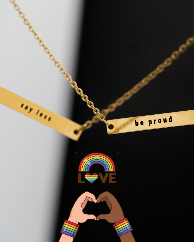 'Be Proud' & 'Say Less' Gold Bar Necklace COMBO