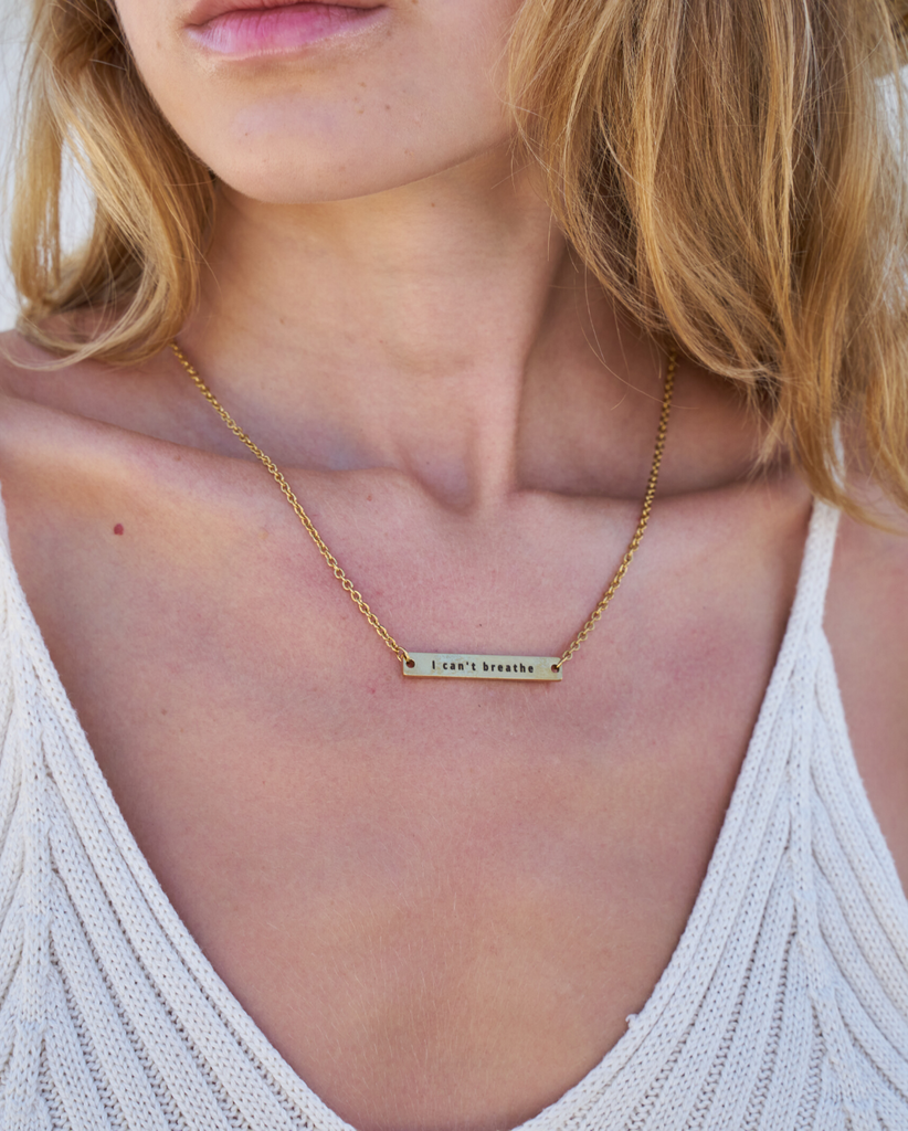 'I Can't Breathe' Gold Bar Necklace