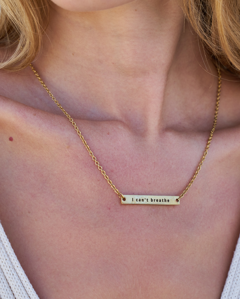 'I Can't Breathe' Gold Bar Necklace