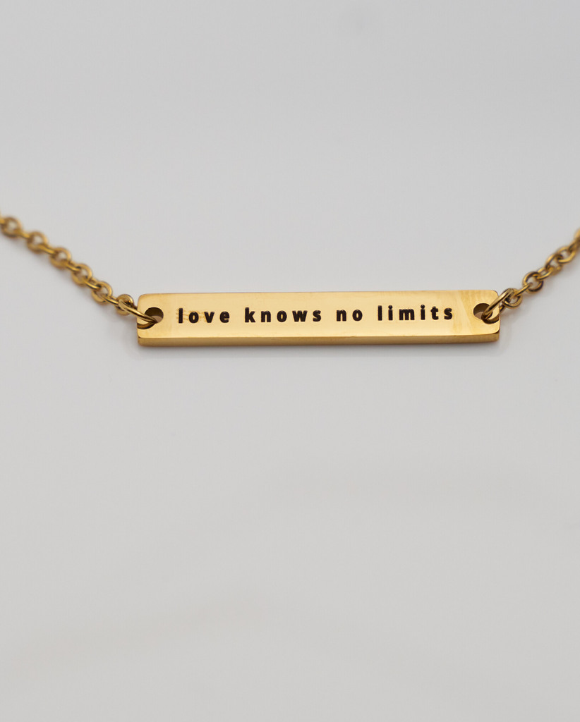 'Love Knows No Limits' Gold Bar Necklace