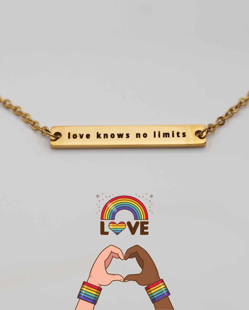 'Love Knows No Limits' Gold Bar Necklace